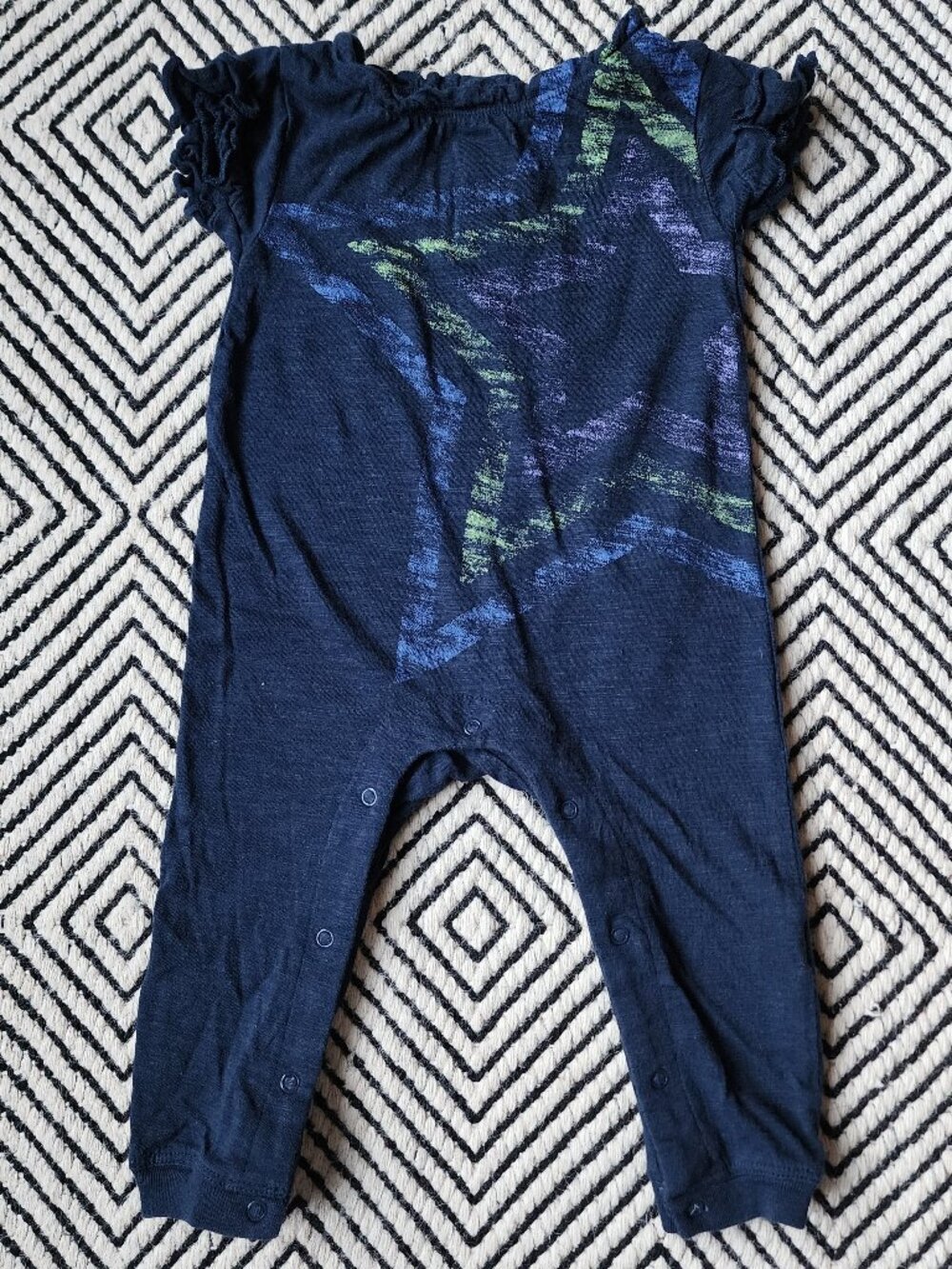 3-6M Splendid Star Short-Sleeved Navy One-Piece